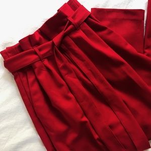 Red Paper bag Trousers